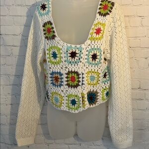 SHEIN Multicolor Crochet Knit Sweater